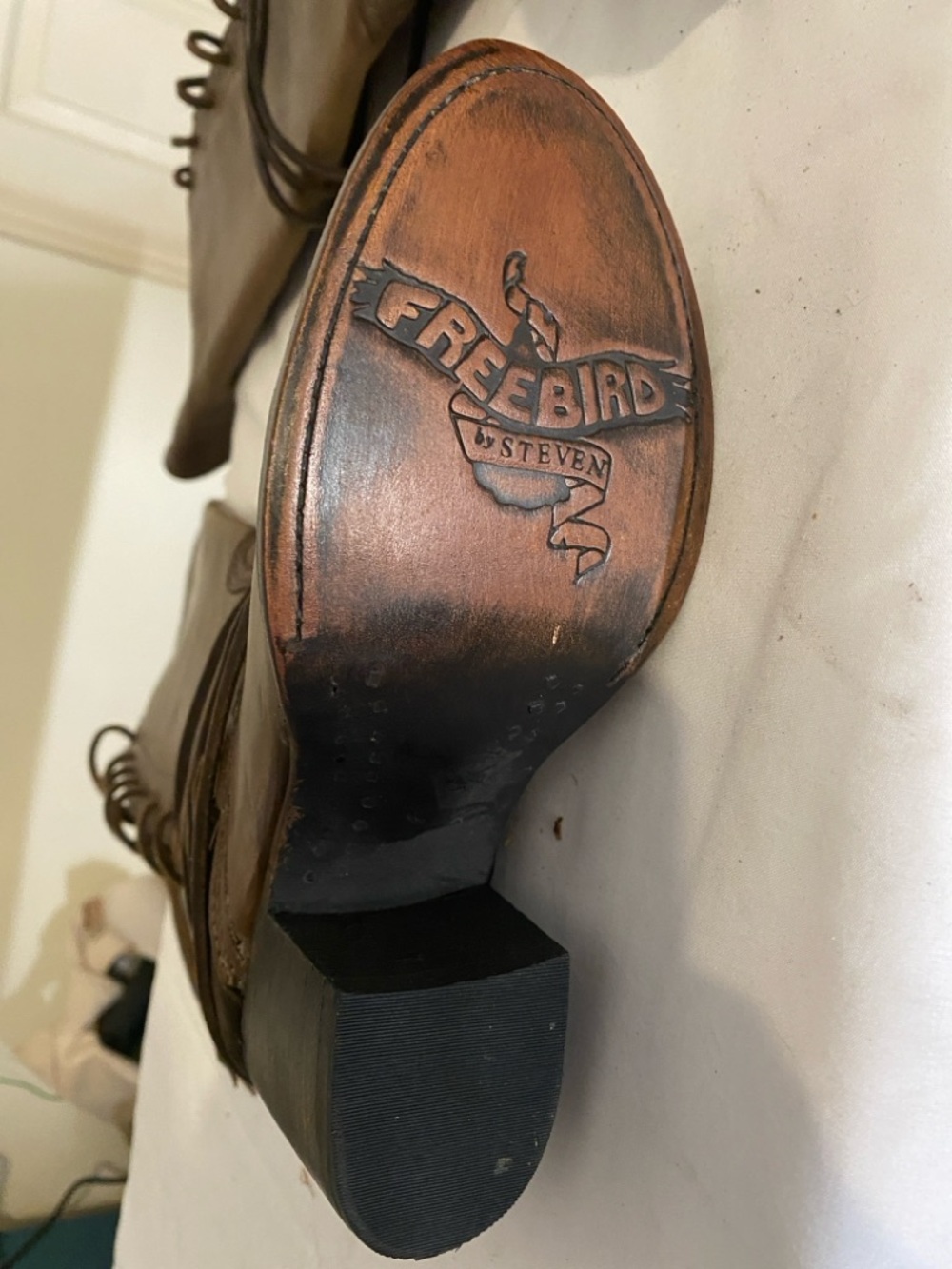 Freebird by Steven Taupe Brown Lace-Up Leather Heeled Boots - Picture 4 of 7